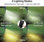 Solar Spotlights Outdoor, 4 Modes Solar Landscape Spot Light with Super Brightness LED, Panel & Light Adjustable, Solar Powered Security Lights IP65 Waterproof for Walkway Yard Garden, 2 Pack