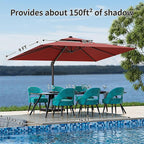 9x12FT Red Cantilever Outdoor Patio Umbrella with Base, Large Rectangular Offset Design, Double Top Heavy Duty Aluminum Frame & 360° Rotation for Pool Garden Deck Backyard