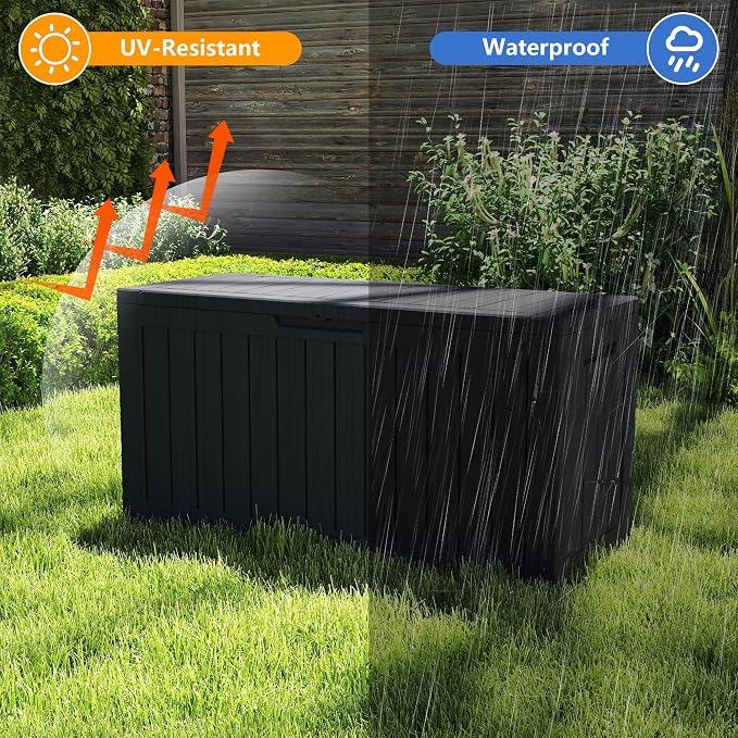 80 Gallon Outdoor Storage Box Waterproof, Resin Deck Boxes - Image 2