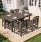SERWALL Patio Dining Sets for 6 Person, HDPE Dining Set with 6 Armless Chairs, Coffee