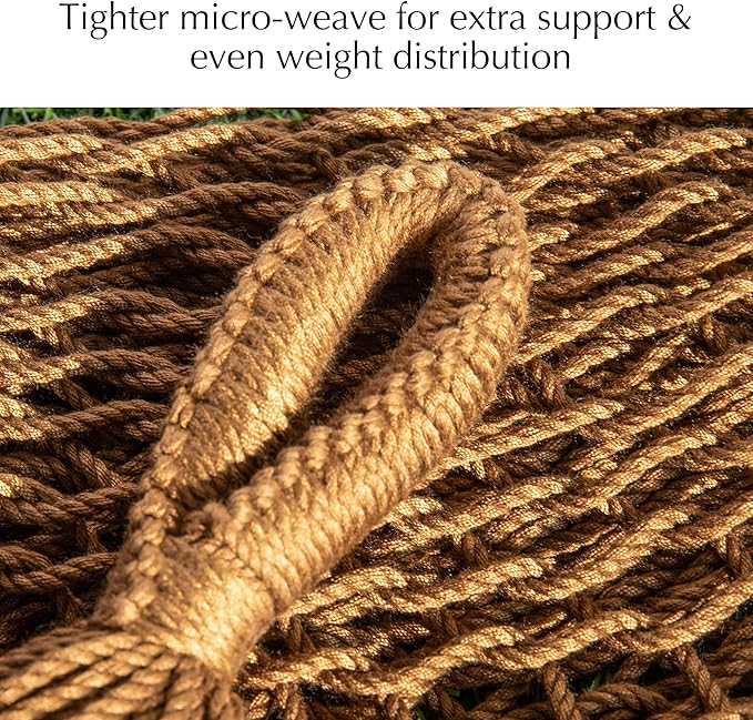PNAEUT Handwoven Mayan Hammock, Thick Soft Rope Double Hammock for Outdoor Outside & Indoor, 600 lbs Capacity Heavy-Duty, Includes Tree Straps, Carabiners & Carrying Bag (Desert, X-Large)