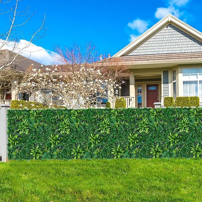 Artificial Boxwood Hedge Panels, 12 Pieces 20x20 Inch HDPE Greenery