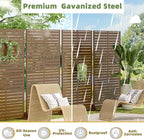 Casaphoria Metal Privacy Screen Outdoor, 72" H x 47" W Freestanding Decorative Privacy Screen for Patio Deck Balcony Garden with Stable Base, Brown-Louvered