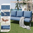 HOMREST Outdoor Couch Aluminum Patio Furniture Sofa, 3-Seat All-Weather Metal Outdoor Patio Furniture with Cushions, Blue