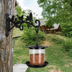 Metal Hanging Plant Bracket with Birdie Pattern 2 Pack – Heavy Duty Plant Hooks for Hanging Flower Baskets，Plants, Bird Feeder, Wind Chime - Indoor/Outdoor Use，Black Matte Texture (9 in)