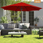 Ayge 9FT Large Outdoor Patio Umbrella Market Table Umbrella-UV Resistant, Easy Push Button Tilt and Crank, 8 Sturdy Fiberglass Ribs Heavy-Duty Pool Umbrella for Deck, Backyard,Garden,Red