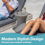 Coast Modern Outdoor Side Table - Lounger Table for Inside Pool or on Patio - All-Weather Furniture for Sun Shelf Up to 15" - Gray
