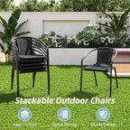 Amopatio Outdoor Dining Chairs Set of 6, Rattan Patio Chairs Wicker, Stackable Indoor-Outdoor Chair, Bistro, Deck, Yard, Porch, Restaurant Stack Chairs, Black
