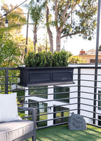 Veradek Brixton Series Plastic Railing Planter - Rectangular Planter for Outdoor Deck/Balcony | Crack-Resistant with Adjustable Rail Attachment | Classic Estate Design for Herbs, Succulents, Flowers