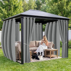 Gazebo Curtains Outdoor Waterproof 6 Panels - Windproof, Privacy, Weatherproof Outside Drapes for Patio Pergola Porch, Grommet Top and Tab Bottom Drape, 54x84 Inch, Grey