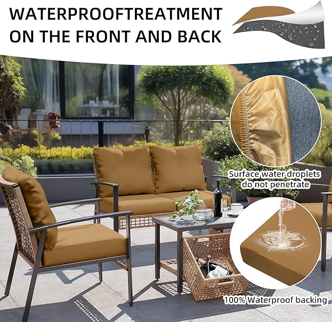Cushion Covers 12-Pack Camel Stretch Patio Cushion Slipcovers