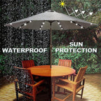 Blissun 9 ft Solar Umbrella, 32 LED Lighted Patio Umbrella, Table Market Umbrella, Outdoor Umbrella for Garden, Deck, Backyard, Pool and Beach (Grey)
