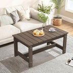 SERWALL HDPE Patio Coffee Table, Rectangle Outdoor Coffee Table, All Weather Patio Table for Deck, Pool, Balcony, Indoor or Outdoor Use, Coffee