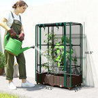 Outsunny Raised Garden Bed with Trellis, 46.5" Tomato Cage with Crop Cage, Self Watering Planter Box with Drainage Holes and Plugs for Outdoor Patio Climbing Plants, Vines, Vegetables, Flowers, Green