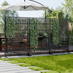 Casaphoria Metal Privacy Screen Outdoor, 72" H x 47" W Freestanding Decorative Privacy Screen for Patio Deck Balcony Garden with Stable Base, Black-Gene