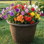 Sunnydaze 20-Inch Anjelica Large Plastic Pot for Plants - Outdoor Double-Walled Large Plastic Planter with Drillable Drainage Holes - Rust - 4pk