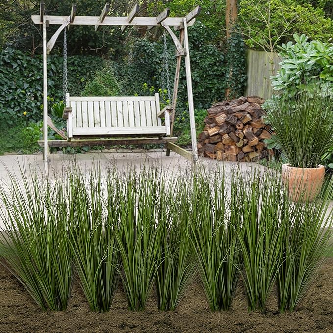 Artificial Wheat Grass Greenery Stems, 48 Pieces, Green Plastic, 26.4 Inch
