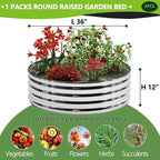3PCS 3x3x1FT Galvanized Raised Garden Bed Kit,Vegetable Boxes-Round Metal Flower Box,Large Planter Raised Beds Outdoor Garden for Planting,Fruit,Herb-Silver