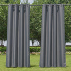 NICETOWN Outdoor Curtains for Patio Waterproof Extra Wide 2 Panels, Rustproof Grommet Indoor Outdoor Porch Curtains & Drapes for Gazebo/Cottage, W72 x L84 Inch, Grey