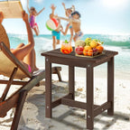 Y&M Outdoor Side Table, HIPS Adirondack Small Single Table, Waterproof Square Outside Table, Balcony Modern End Tables for Patio, Pool, Beach, Porch, Deck, Indoor or Outdoor Use (Coffee, 2 Pack)