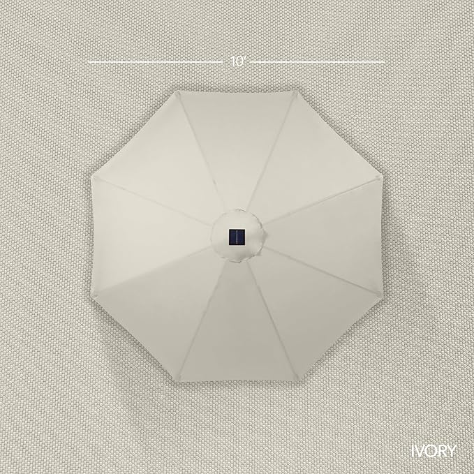 Best Choice Products 10ft Solar LED Offset Cantilever Hanging Market Patio Umbrella, Smooth 360° Rotation, 8 Sturdy Ribs, Easy Adjustment - Ivory