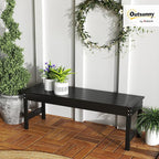 Outsunny Outdoor Bench, 47" 2-Person HDPE All-Weather Patio Bench Seat, Backless Garden Loveseat with Slatted Seat, Rot and Fade Resistant for Yard, Porch, Park, Black