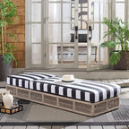 SAFAVIEH Outdoor Patio Furniture Collection - Gillian Heather Tan Rope Daybed, Black Stripe Cushion, Coastal Sunlounger, Fully Assembled (PAT7527E)