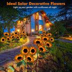 Solar Sunflower Lights, 800mA Solar Garden Light with Real Looking Flowers Outdoor Waterproof Solar Stake Lights for Back Yard, Flower Bed, Pathway, Patio, Porch, Spring Decoration (2 Pack)