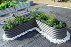 A ANLEOLIFE Set of 6, 18 Inch Tall Quartz Grey Raised Garden Beds Kit, Heart-Shaped & Long Oval Planters for Creative Garden Layouts.