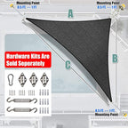Amgo Custom Size 7' x 14' x 15.7' Black Right Triangle Sun Shade Sail Order to Make Canopy Awning UPF50+ AGSLT, 95% UV Blockage, Water & Air Permeable, 200GSM Commercial Standard (We Customize)