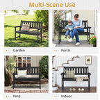 LUE BONA Outdoor Bench, 2-Person HDPS Garden Bench, Outdoor Benches Weatherproof, All-Weather Fade/Rot Resistant Patio Bench for Park, Front Porch, Backyard (Black)