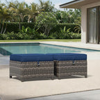 Joyside Outdoor Ottoman Set of 2, Patio Large Ottoman Foot Rest with Thickened Cushions, Outdoor Wicker Foot Stool for Porch, Deck Use