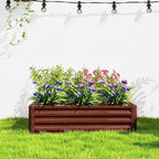 Outsunny Galvanized Raised Garden Bed, 4' x 4' x 1' Metal Planter Box, for Growing Vegetables, Flowers, Herbs, Succulents, Natural Wood