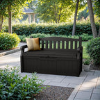 Devoko 80 Gallon Storage Bench with Cushion, Lockable Deck Box for Patio Furniture, Garden Decor and Outdoor Seating for Cushions, Garden Tools and Pool Supplies (Black, 80 Gallon with Cushion)