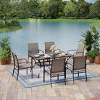 Outdoor Patio Dining Table for 6, All Weather Wrought Iron Black Outdoor Table - Image 2