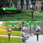 T-SUNUS Christmas Solar Spot Lights Outdoor White 6000K IP65 Waterproof 2-in-1 Landscape Spotlights, 9.8ft Cable Separate Panel Auto Dusk to Dawn for Flag Yard Garden Driveway Pathway Garage Halloween