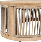 Christopher Knight Home Buekaz Outdoor Acacia Wood Coffee Table with Woven Rope Accents, Outdoor Patio Slatted Oval Centerpiece, Boho Chic Garden Sofa Side Accent Table for Modern Decor, Light Teak