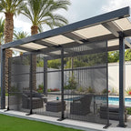 Casaphoria Metal Privacy Screen Outdoor, 72" H x 47" W Freestanding Decorative Privacy Screen for Patio Deck Balcony Garden with Stable Base, Black-Vertical Stripe