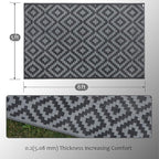 SAND MINE Waterproof Outdoor Rug 5x8 ft, Plastic Reversible Rug, Modern Area Rug, Large Floor Mat for Outdoors, RV, Patio, Backyard, Deck, Picnic, Beach, Camping, Black Grey Lattice