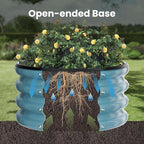 ZXZYHFTY Round Galvanized Raised Garden Bed kit,Blue Outdoor Garden Raised Planter Box, Round Large Metal Raised Garden Beds for Vegetable 2 * 2 * 1ft 2 Pcs