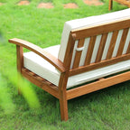 IDZO Laurent 800lbs Capacity Acacia Outdoor Loveseat, FSC Certified 2 Seater Patio Sofa with 3.9in Thick Cushions, Teak Finish Porch Couch for Garden Backyard