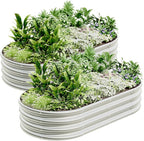 4x2x1ft-2pcs-Oval Raised Garden Bed Kit, Galvanized Planter Garden Boxes Outdoor, Metal Raised Garden Beds for Vegetables,Fruits, Flower,Silver
