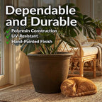 Sunnydaze 20-Inch Anjelica Large Plastic Pot for Plants - Outdoor Double-Walled Large Plastic Planter with Drillable Drainage Holes - Rust - 4pk