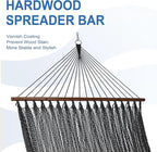 Lazy Daze Hammocks 10.5 FT Double 2 Person Caribbean Rope Hammock, Hand Woven Polyester Hammock with Spreader Bars, for Outside Outdoor Backyard Patio Poolside, 450 LBS Capacity, Gray