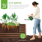 Best Choice Products 8x4x2ft Outdoor Metal Raised Garden Bed, Deep Root Planter Box for Vegetables, Herbs & Flowers, 478-Gallon Capacity, 100% Non Toxic Materials - Dark Brown Wood Grain