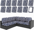 Outdoor Cushion Covers, 12-Piece Stretch Set in Baroque