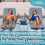Coast Modern Outdoor Side Table - Lounger Table for Inside Pool or on Patio - All-Weather Furniture for Sun Shelf Up to 15" - Stone Blue