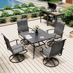 Pamapic 5-Piece Outdoor Dining Set, Patio Dining Set for 4, Outdoor Table and Chairs, All-Weather Outdoor Patio Set with Textilene Swivel Chairs for Garden, Poolside, Deck，Gray