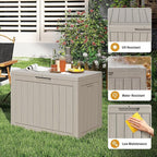 Deck Box 45 Gallon Greige Resin Storage with Lockable Lid