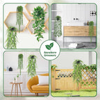 Der Rose 4Pcs Fake Plants Hanging Artificial Ivy Vine Faux Eucalyptus Hanging Plants, Boston Fern, String of Pearls for Living Room Bedroom Boho Wall Shelf Indoor Outdoor Decor